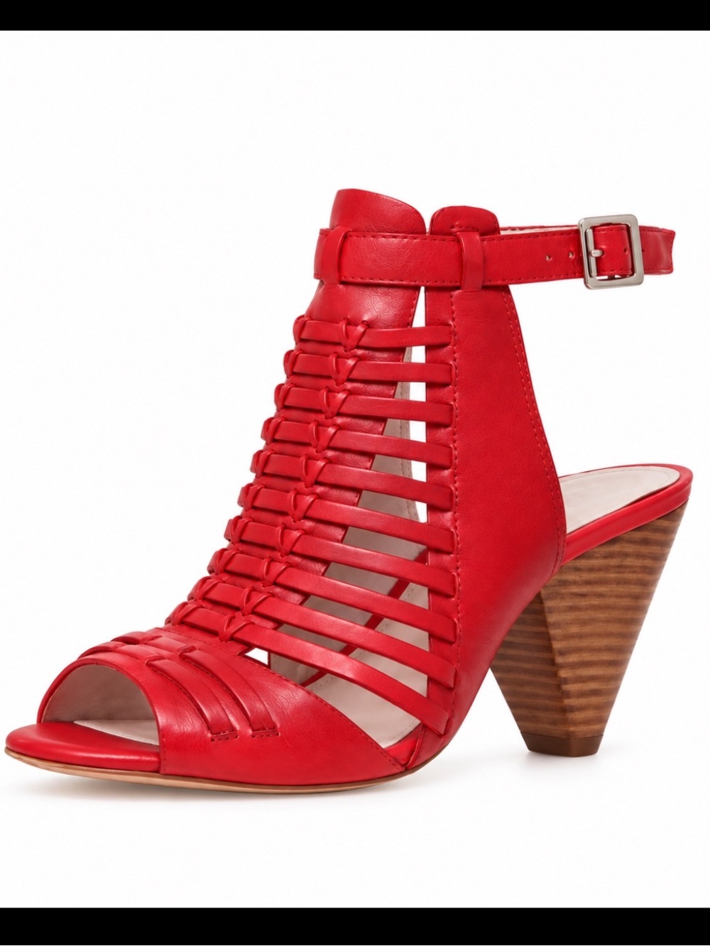 Vince Camuto Red Woven Strappy Block Heel Sandal